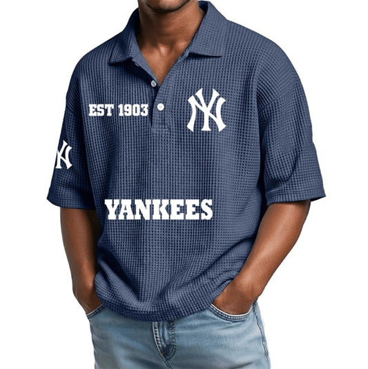EST 1903 New York Yankees Waffle Polo Shirt - Moonbestprint