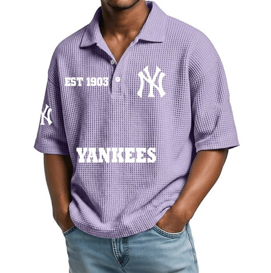 EST 1903 New York Yankees Waffle Polo Shirt - Moonbestprint