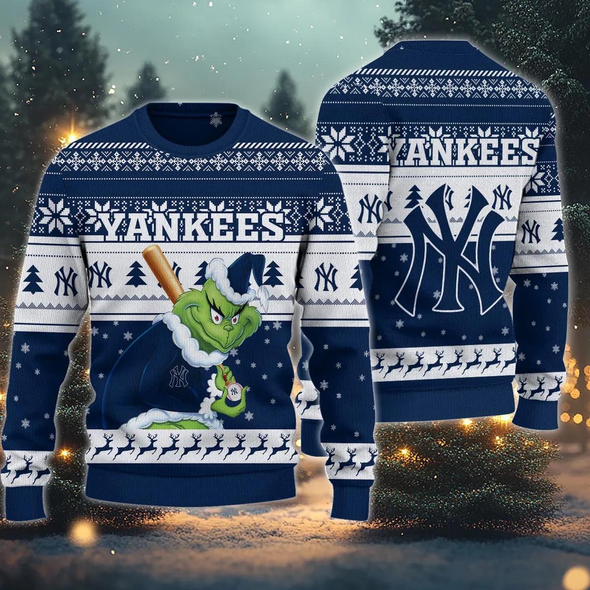 New York Yankees Grinch Stolen Ugly Christmas Sweater, MLB Christmas Sweater Moonbestprint