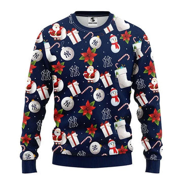 New York Yankees Santa Claus Snowman Ugly Christmas Sweater, MLB Christmas Sweater Moonbestprint