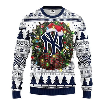 New York Yankees Santa Hat Ugly Christmas Sweater, MLB Christmas Sweater Moonbestprint