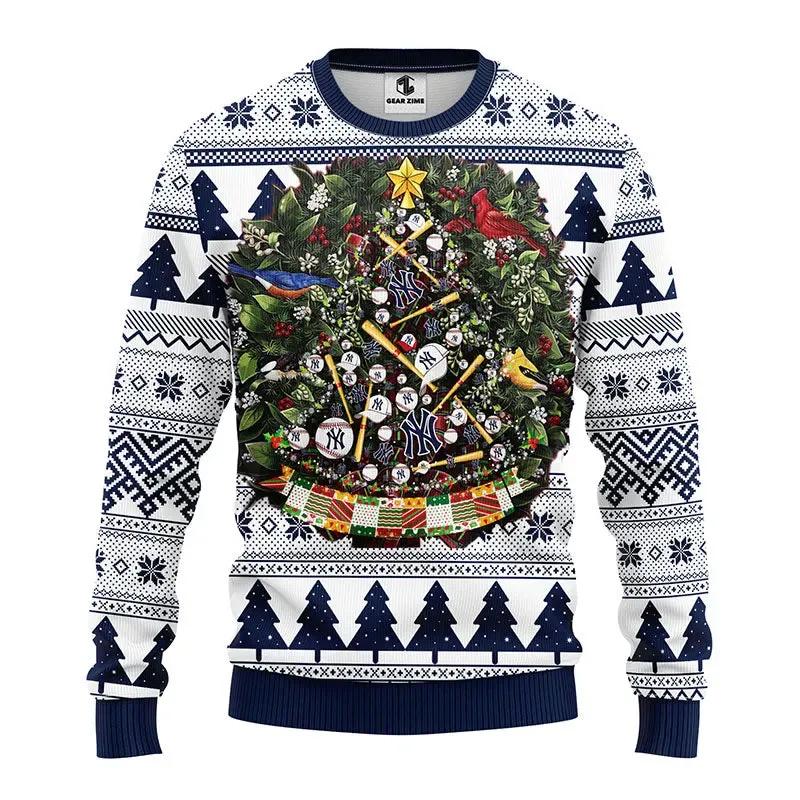 New York Yankees Tree Ball Ugly Christmas Sweater, MLB Christmas Sweater Moonbestprint