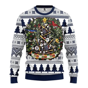 New York Yankees Tree Ball Ugly Christmas Sweater, MLB Christmas Sweater Moonbestprint