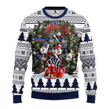 New York Yankees Tree Christmas Ugly Sweater, MLB Christmas Sweater Moonbestprint