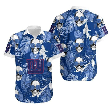 News Yorks Giants Coconut Leaves And Skulls Hawaiian Shirt, NFL Hawaiian Shirt Moonbestprint