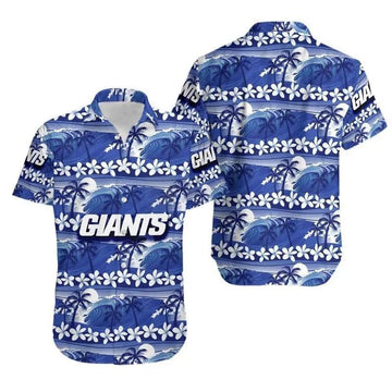 News Yorks Giants Coconut Tree And Waves Hawaiian Shirt, NFL Hawaiian Shirt Moonbestprint