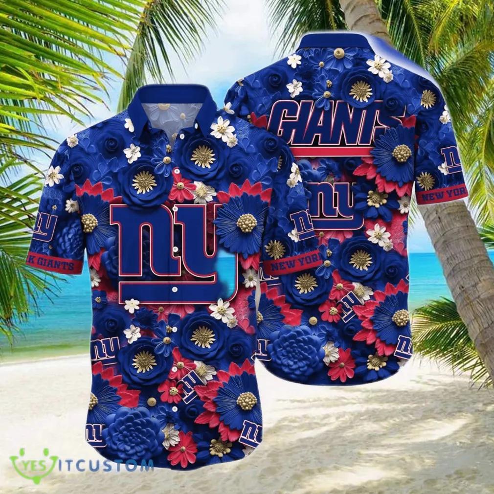 News Yorks Giants Flowers 3D Hawaiian Shirt, NFL Hawaiian Shirt Moonbestprint