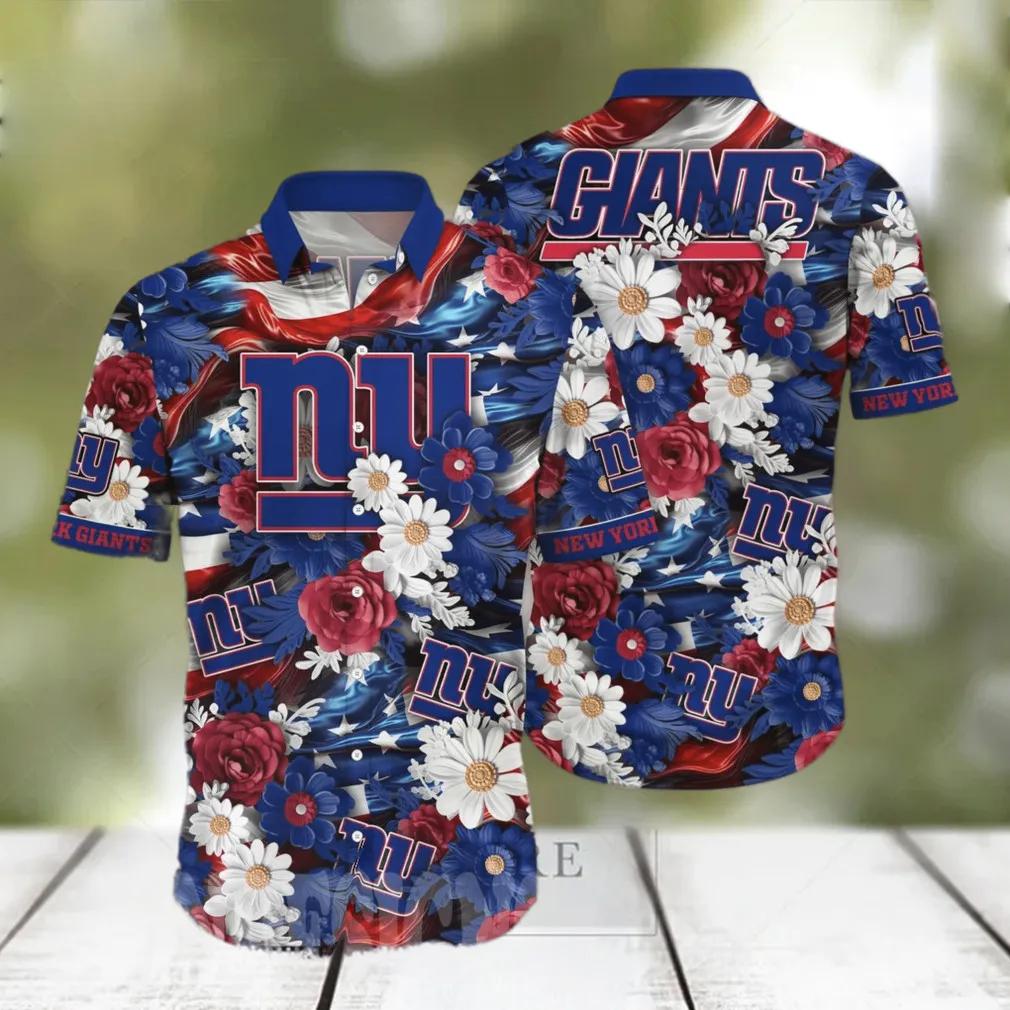 News Yorks Giants Flowers Independence Day Hawaiian Shirt, NFL Hawaiian Shirt Moonbestprint