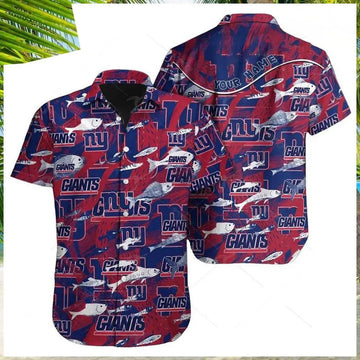 News Yorks Giants Football Fish Custom Name Hawaiian Shirt, NFL Hawaiian Shirt Moonbestprint