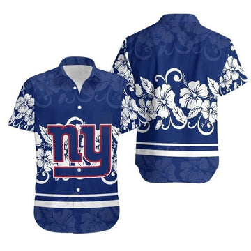 News Yorks Giants Hibiscus Flower Hawaiian Shirt, NFL Hawaiian Shirt Moonbestprint