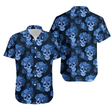 News Yorks Giants Mystery Skull And Flower Hawaiian Shirt, NFL Hawaiian Shirt Moonbestprint
