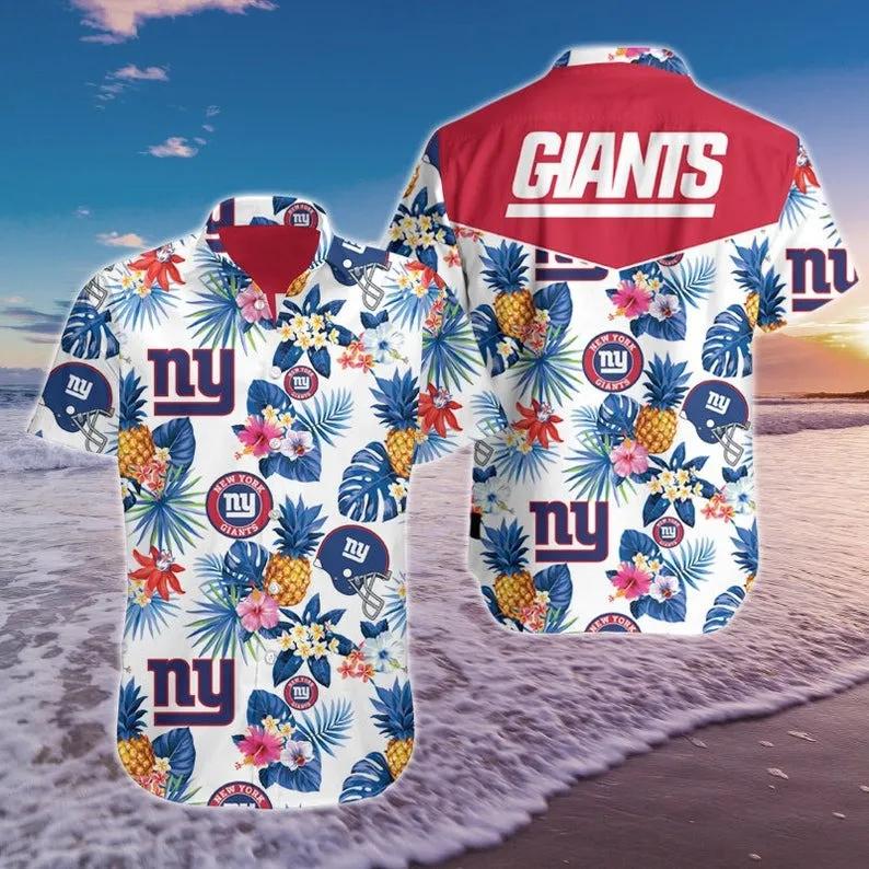 News Yorks Giants NFL Aloha White Background Hawaiian Shirt, NFL Hawaiian Shirt Moonbestprint