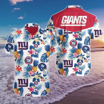 News Yorks Giants NFL Aloha White Background Hawaiian Shirt, NFL Hawaiian Shirt Moonbestprint