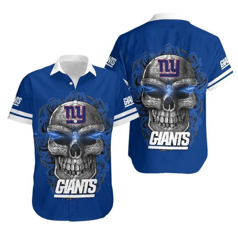 News Yorks Giants Sugar Skull NFL Hawaiian Shirt, NFL Hawaiian Shirt Moonbestprint