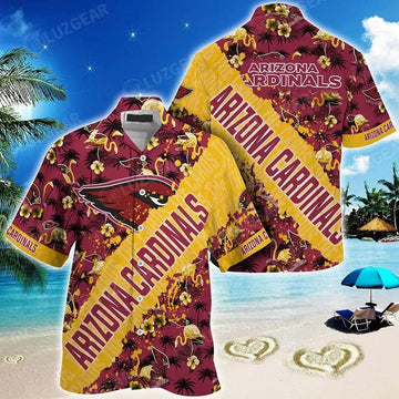 Nfl Arizona Cardinals Hawaiian Shirt With Tropical Patterns Flamingo Printed For Fans, NFL Hawaiian Shirt Moonbestprint