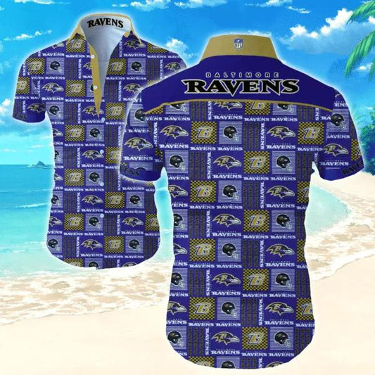 Nfl Baltimore Ravens Hawaiian Graphic Print Sleeve Hawaiian Shirt, NFL Hawaiian Shirt Moonbestprint
