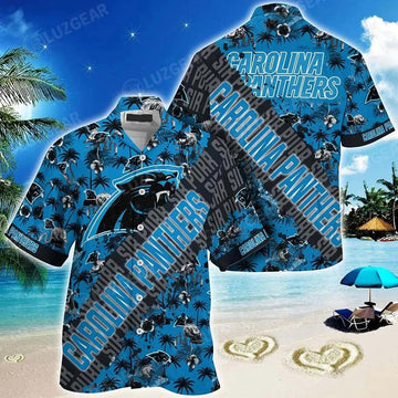 Nfl Carolina Panthers Hawaiian Shirt With Tropical Pattern Flamingo Printed For Fans, NFL Hawaiian Shirt Moonbestprint