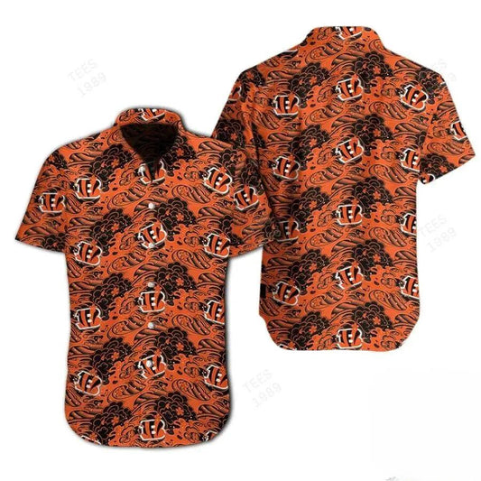 Nfl Cincinnati Bengals Great Waves Of Japanese Hawaiian Shirt, NFL Hawaiian Shirt Moonbestprint