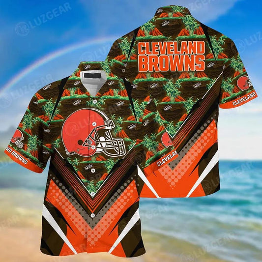 Nfl Cleveland Browns Team Beach Shirt For Sports Browns Fans Hawaiian Shirt, NFL Hawaiian Shirt Moonbestprint