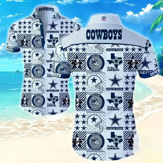 Nfl Dallas Cowboys Dark Blue Multiple S Hawaiian Shirt, NFL Hawaiian Shirt Moonbestprint
