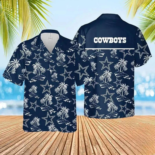 Nfl Dallas Cowboys Palm Trees Pattern Hawaiian Sass, NFL Hawaiian Shirt Moonbestprint