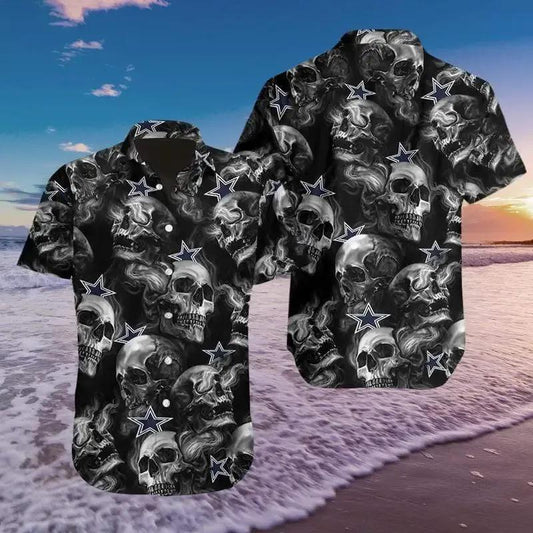 Nfl Dallas Cowboys Star American Football Skull Hawaiian Shirts Aloha Shirt, NFL Hawaiian Shirt Moonbestprint
