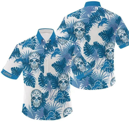 Nfl Detroit Lions Candy Skulls Gift For Fan Hawaiian Graphic Print Short Sleeve Hawaiian Shirt, NFL Hawaiian Shirt Moonbestprint