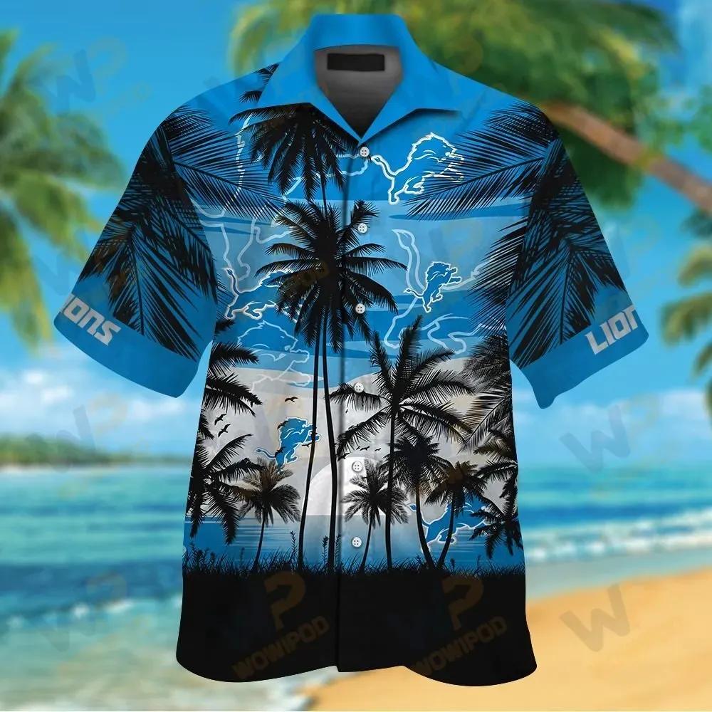 Nfl Detroit Lions Tropical Hawaiian Shirt, NFL Hawaiian Shirt Moonbestprint