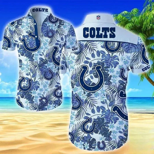 Nfl Indianapolis Colts Dark Blue And Indigo Blue Hawaiian Shirt, NFL Hawaiian Shirt Moonbestprint