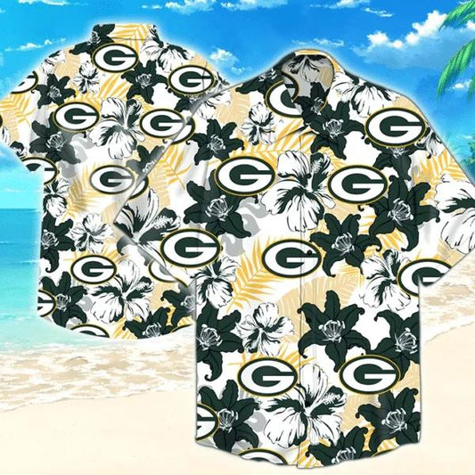 Nfl Team Green Bay Packers Beach Hawaiian Shirt Short Sleeve Button Shirt All Over Print, NFL Hawaiian Shirt Moonbestprint