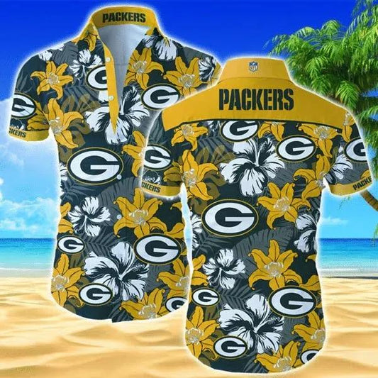 Nfl Team Green Bay Packers Beach Shirt All Over Print Short Sleeve Button Hawaiian Shirt, NFL Hawaiian Shirt Moonbestprint