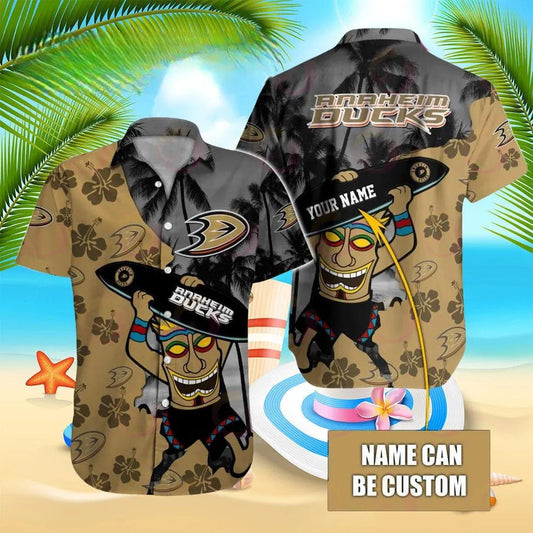 Nhl Anaheim Ducks Special Native Hawaiians Design Button Shirt, NHL Hawaiian Shirt Moonbestprint