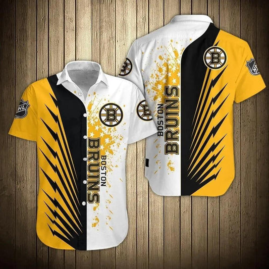 Nhl Boston Bruins Button Up Hawaiian Shirt, NHL Hawaiian Shirt Moonbestprint