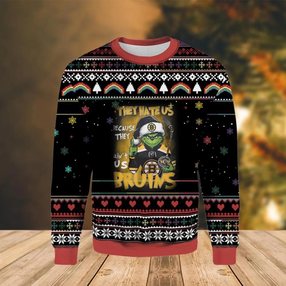 Nhl Boston Bruins Funny Grinch Ugly Christmas Sweater, NHL Christmas Sweater Moonbestprint