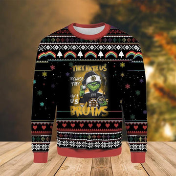 Nhl Boston Bruins Funny Grinch Ugly Christmas Sweater, NHL Christmas Sweater Moonbestprint