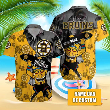 Nhl Boston Bruins Special Native Hawaiians Design Button Shirt, NHL Hawaiian Shirt Moonbestprint