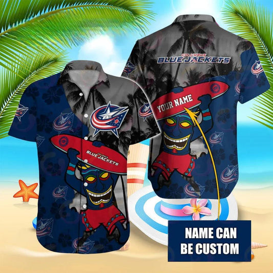 Nhl Columbus Blue Jackets Special Native Hawaiians Design Button Shirt, NHL Hawaiian Shirt Moonbestprint