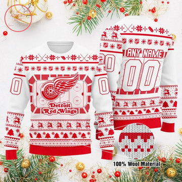 Nhl Detroit Red Wings Personalized Ugly Christmas Sweater, NHL Christmas Sweater Moonbestprint