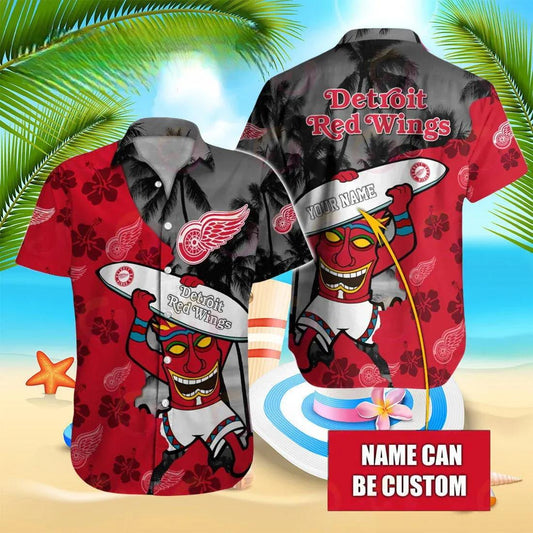 Nhl Detroit Red Wings Special Native Hawaiians Design Button Shirt, NHL Hawaiian Shirt Moonbestprint