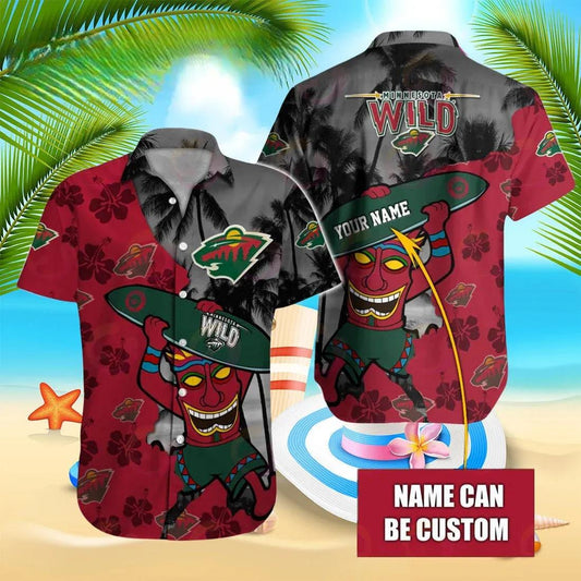 Nhl Minnesota Wild Special Native Hawaiians Design Button Shirt, NHL Hawaiian Shirt Moonbestprint
