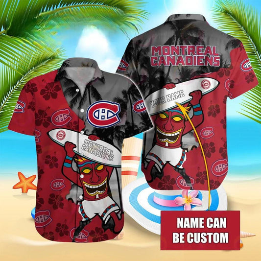 Nhl Montreal Canadiens Special Native Hawaiians Design Button Shirt, NHL Hawaiian Shirt Moonbestprint