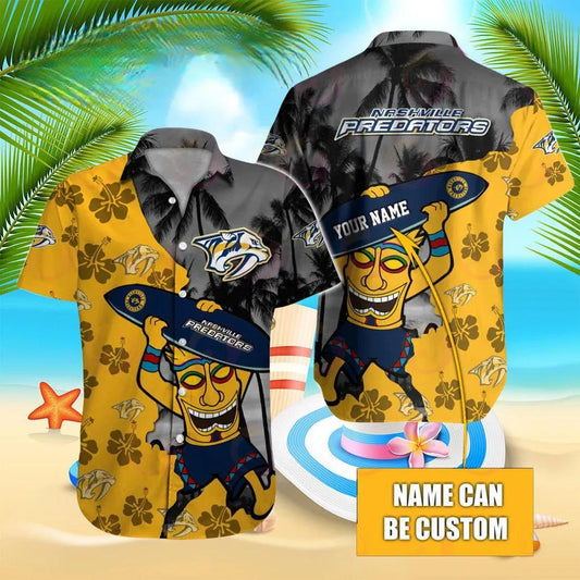 Nhl Nashville Predators Special Native Hawaiians Design Button Shirt, NHL Hawaiian Shirt Moonbestprint