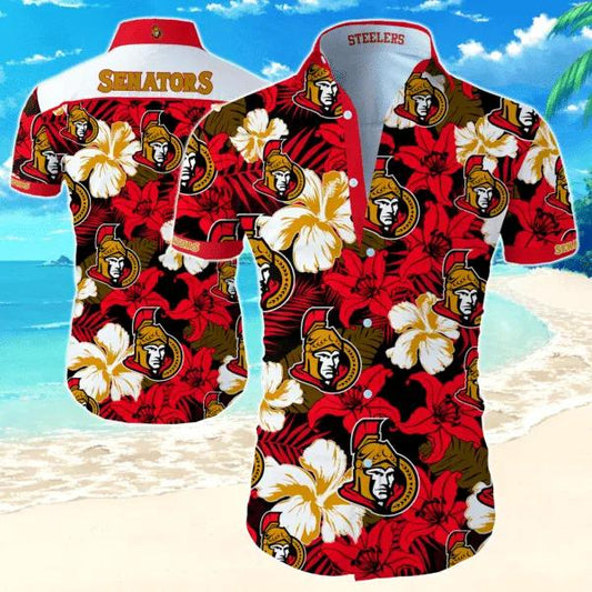 Nhl Ottawa Senators Hawaiian Graphic Print Short Sleeve Hawaiian Shirt, NHL Hawaiian Shirt Moonbestprint