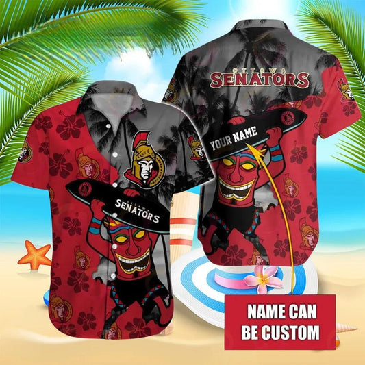 Nhl Ottawa Senators Special Native Hawaiians Design Button Shirt, NHL Hawaiian Shirt Moonbestprint