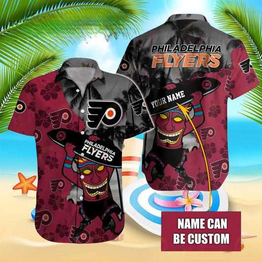 Nhl Philadelphia Flyers Special Native Hawaiians Design Button Shirt, NHL Hawaiian Shirt Moonbestprint