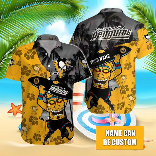 Nhl Pittsburgh Penguins Special Native Hawaiians Design Button Shirt, NHL Hawaiian Shirt Moonbestprint