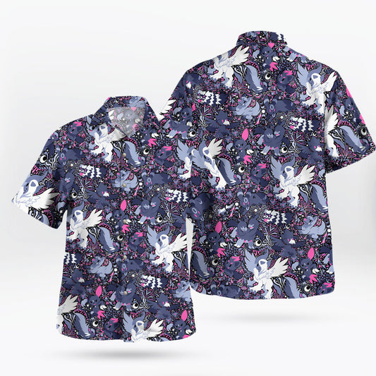 Night Slash Pokemon Hawaiian Shirt Dark Tone Battle Style – Moonbestprint
