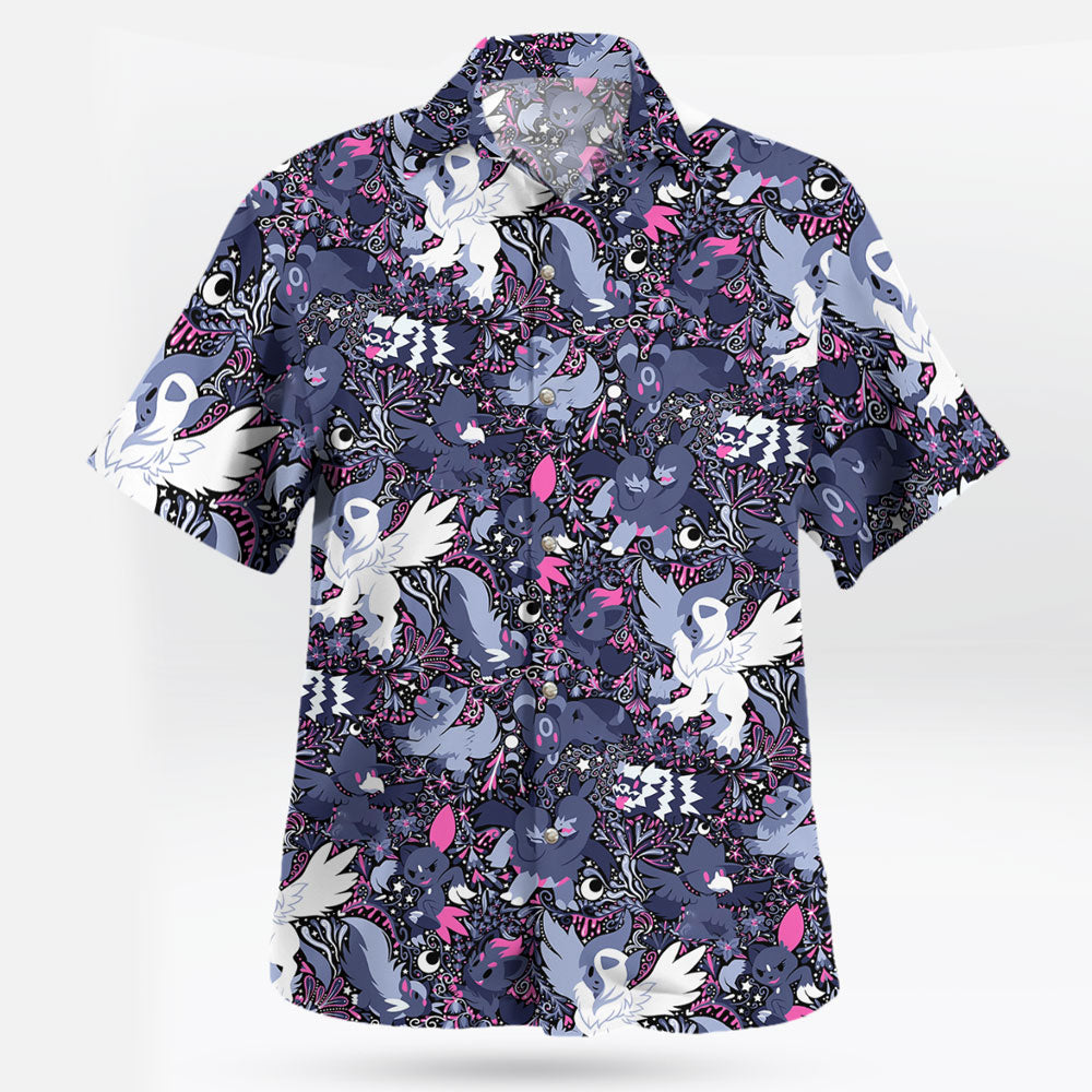 Night Slash Pokemon Hawaiian Shirt Dark Tone Battle Style – Moonbestprint