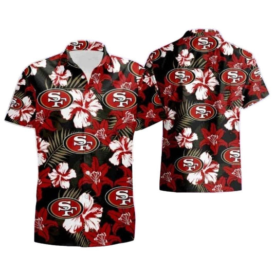 Nighttime Floral San Francisco 49ers Hawaiian Shirt - Moonbestprint