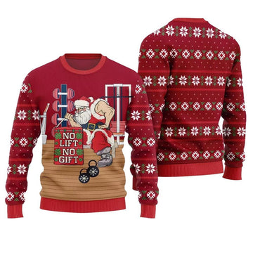 No Lift No Gift Gym Santa Ugly Christmas Sweater - Moonbestprint